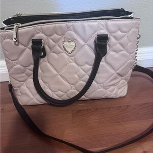 Betsey Johnson Light Pink Quilted Heart Shoulder Bag